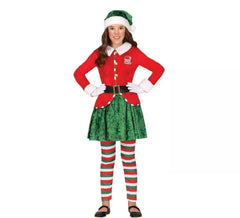 Costume d'elfe assistant du Père Noël avec chapeau pour fille