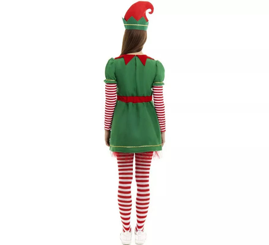 Translation missing: fr.Disfraz de Elfa Polar en vestido verde y rojo para mujer