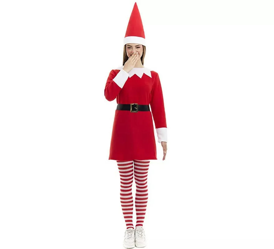 Translation missing: fr.Disfraz de Elfa Polar roja en vestido con gorro para mujer