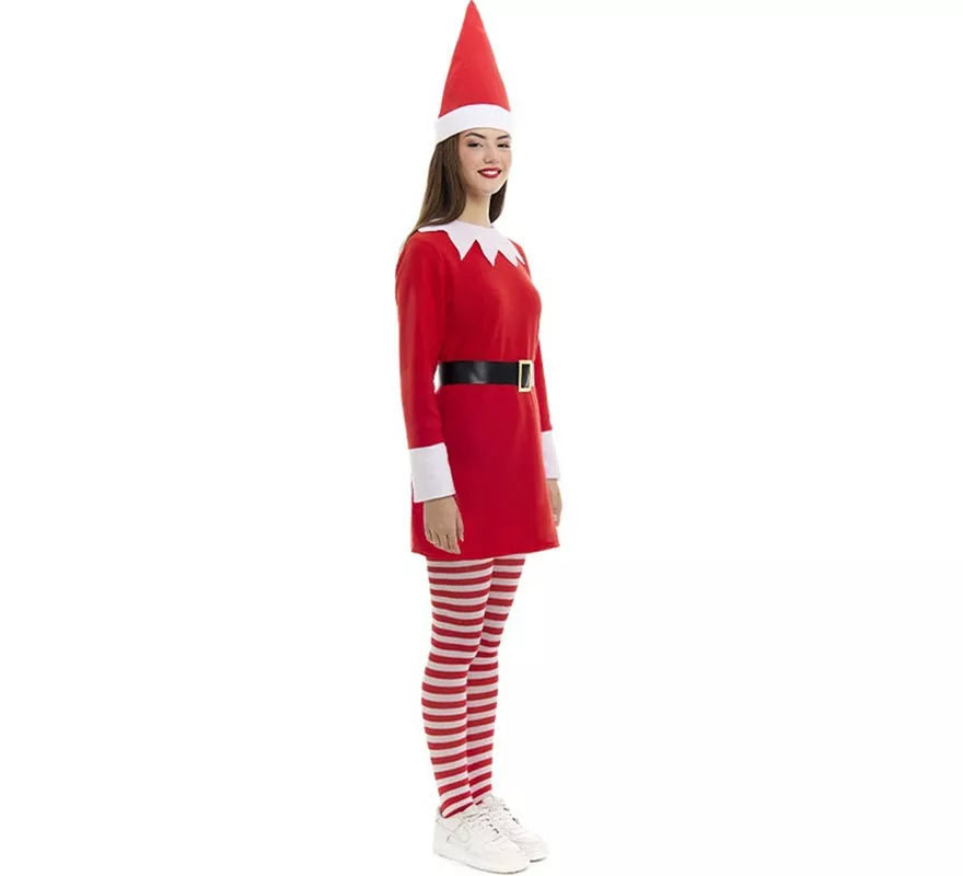 Translation missing: fr.Disfraz de Elfa Polar roja en vestido con gorro para mujer