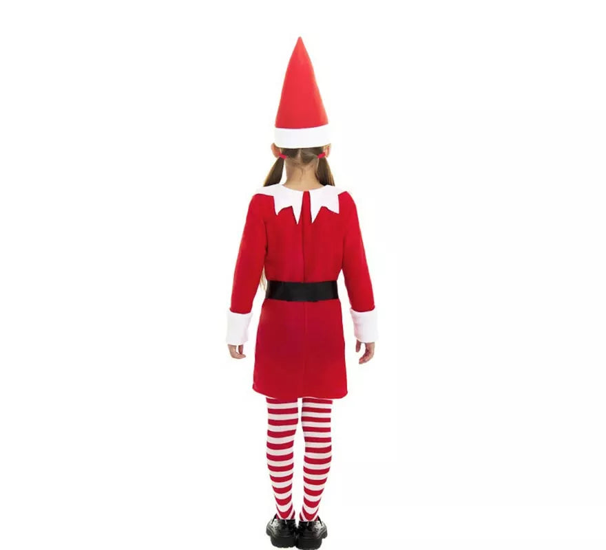 Translation missing: fr.Disfraz de Elfa Polar roja en vestido con gorro para niña
