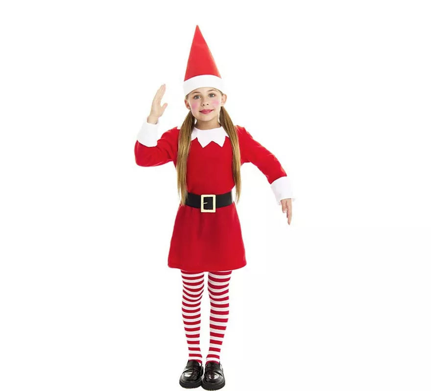 Translation missing: fr.Disfraz de Elfa Polar roja en vestido con gorro para niña