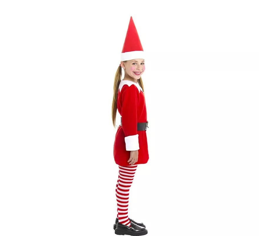Translation missing: fr.Disfraz de Elfa Polar roja en vestido con gorro para niña