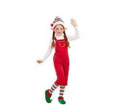 Déguisement d'elfe rouge avec chapeau pour enfant