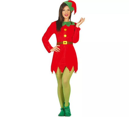 Disfraz de Elfa verde y rojo para mujer