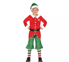 Costume d'elfe assistant du Père Noël avec chapeau pour enfant