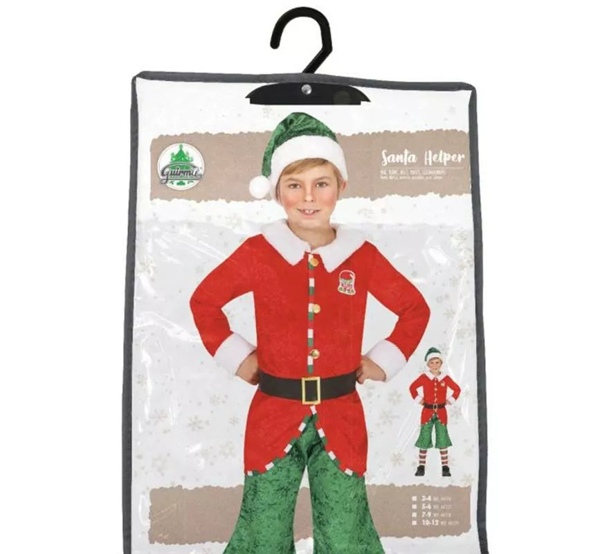 Translation missing: fr.Disfraz de Elfo Ayudante de Santa con gorro para niño