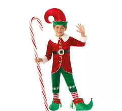 Déguisement lutin assistant du Père Noël de luxe avec chapeau pour enfants
