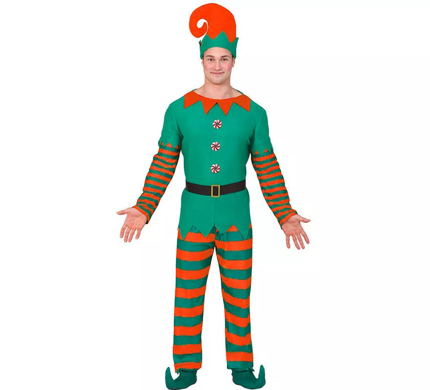 Translation missing: fr.Disfraz de Elfo Naranja y Verde para Hombre