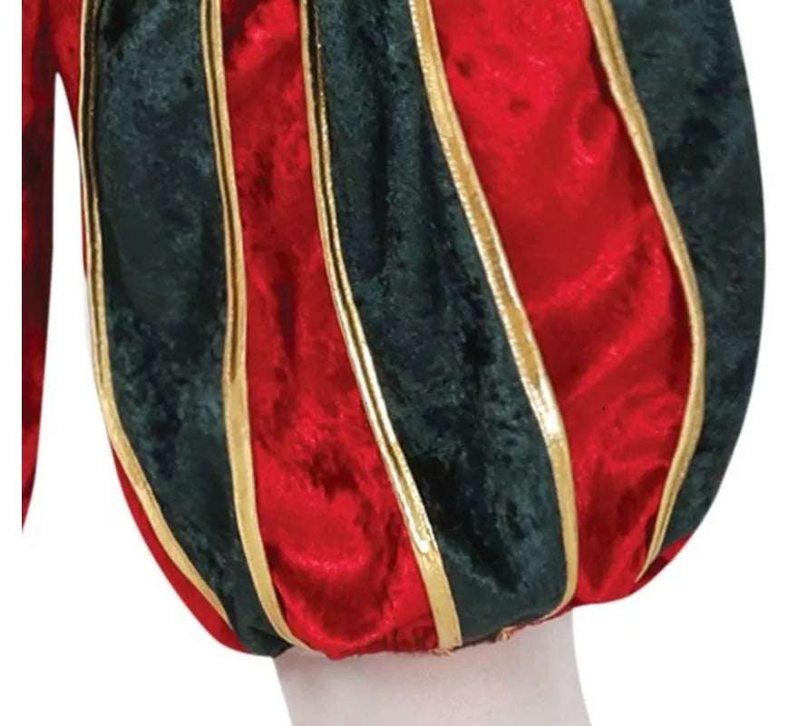 Translation missing: fr.Disfraz de Elfo Paje verde y rojo con gorro para hombre