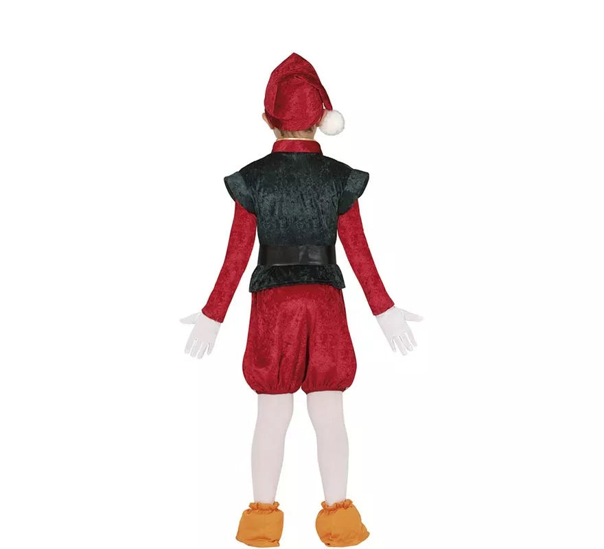 Translation missing: fr.Disfraz de Elfo Paje verde y rojo con gorro para niños