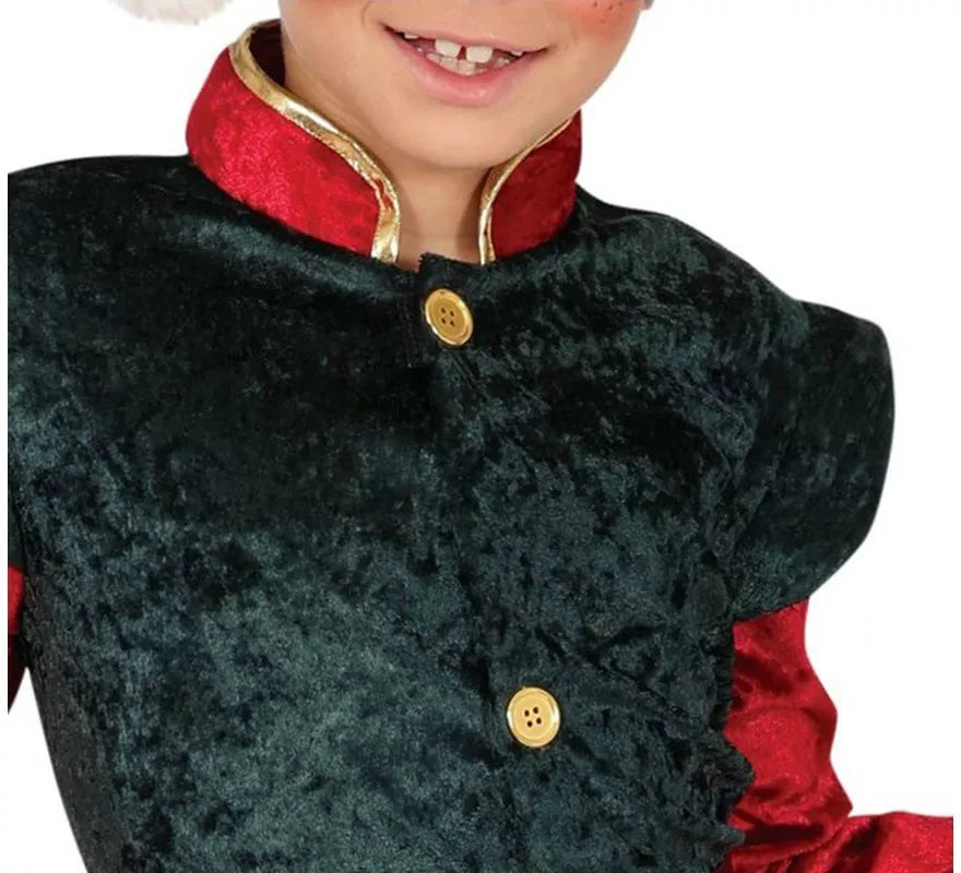 Translation missing: fr.Disfraz de Elfo Paje verde y rojo con gorro para niños
