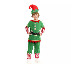 Déguisement d'elfe polaire vert et rouge avec ceinture pour enfant