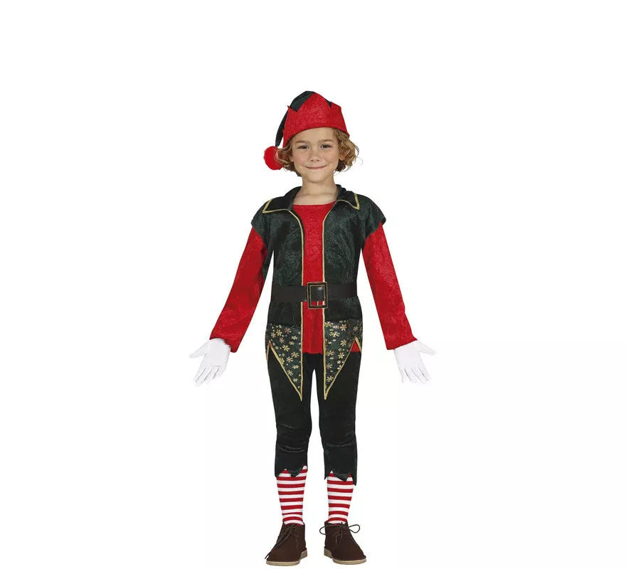 Disfraz de Elfo Rojo con chaleco largo para niño