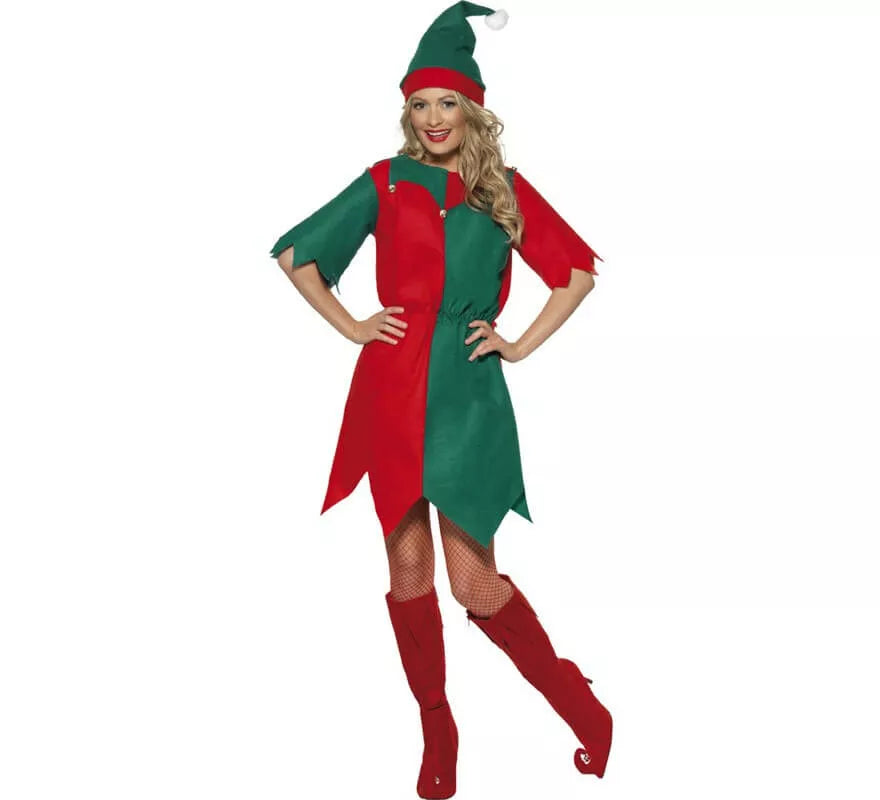 Translation missing: fr.Disfraz de Elfo Verde y Rojo de Mujer para Navidad