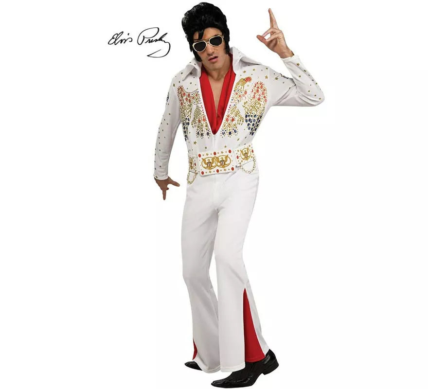 Translation missing: fr.Disfraz de Elvis Clásico blanco y rojo deluxe para hombre
