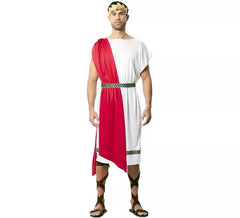 Costume d'empereur romain avec châle rouge pour homme