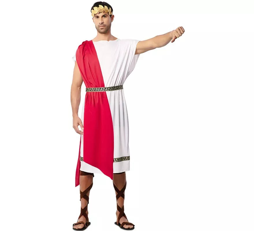 Translation missing: fr.Disfraz de Emperador Romano con chal rojo para hombre