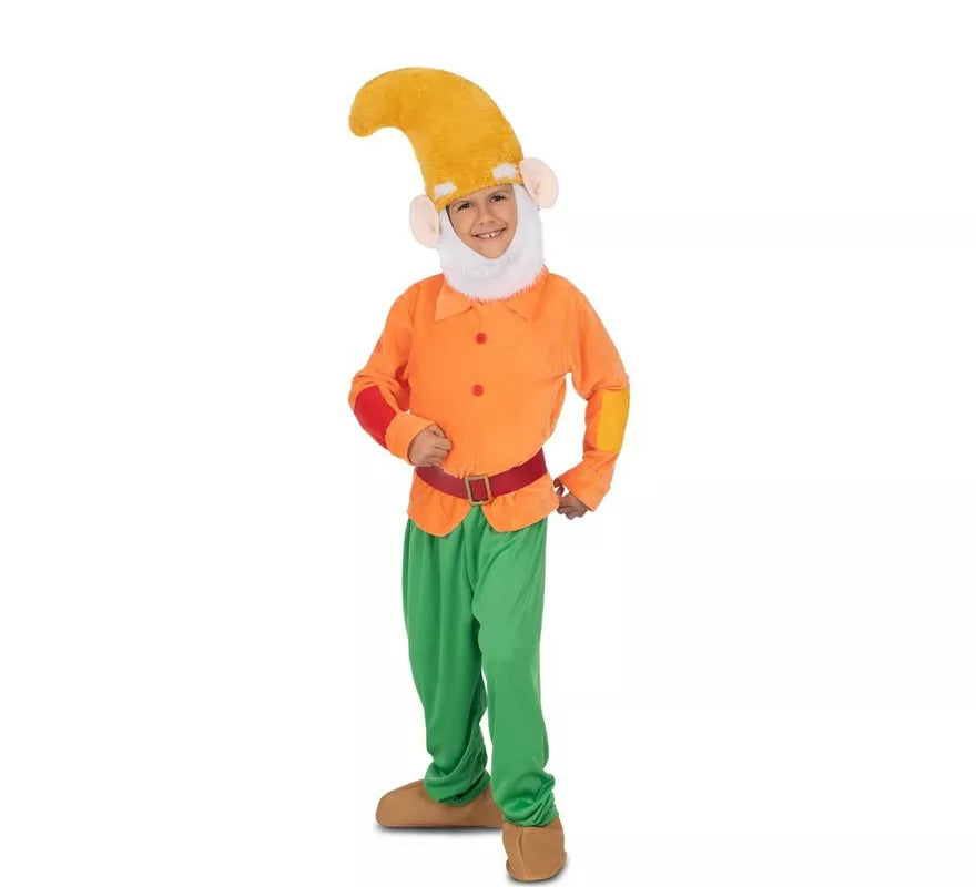 Disfraz de Enanito naranja con gorro para niño