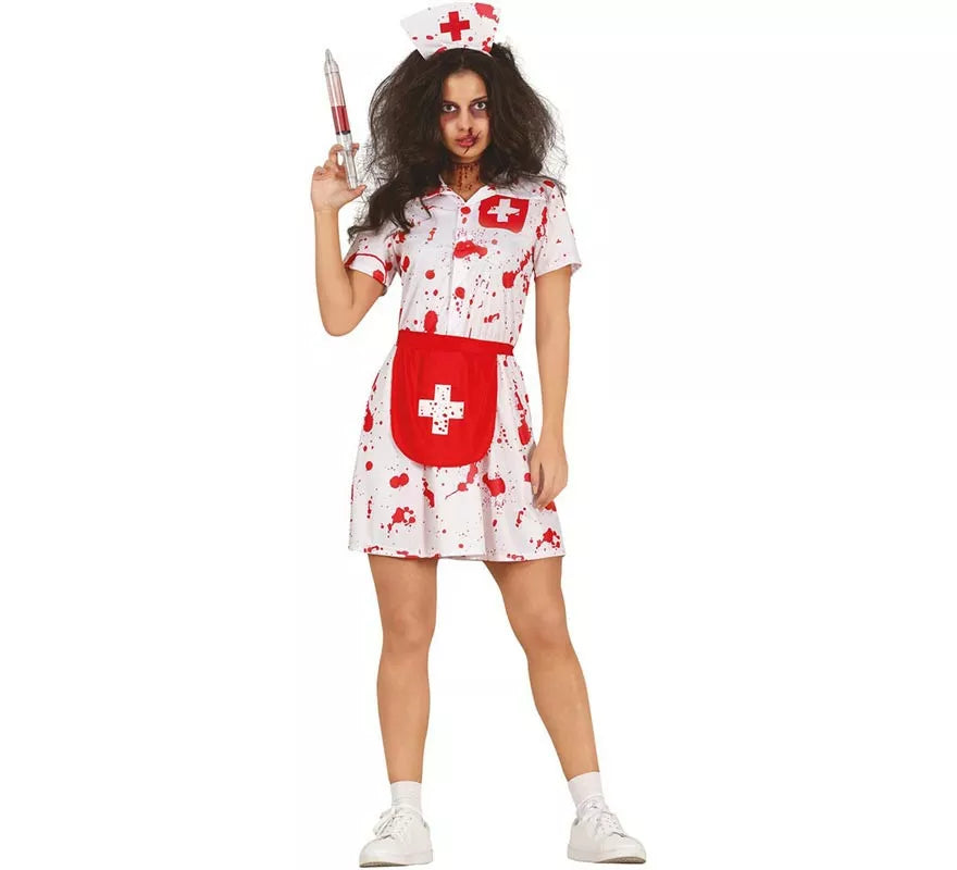 Translation missing: fr.Disfraz de Enfermera Zombie blanco para mujer