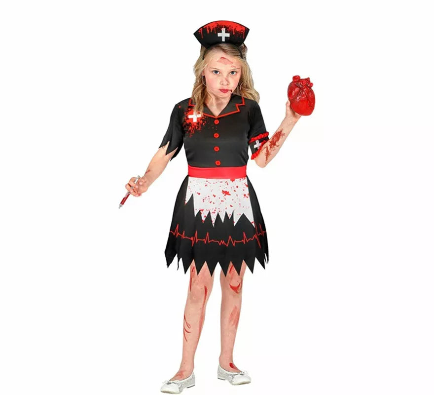 Translation missing: fr.Disfraz de Enfermera Zombie negro para niña
