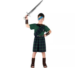 Costume d'enfant écossais courageux et sombre