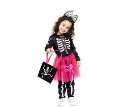 Adorable costume de squelette avec tutu fuchsia pour bébé et fille