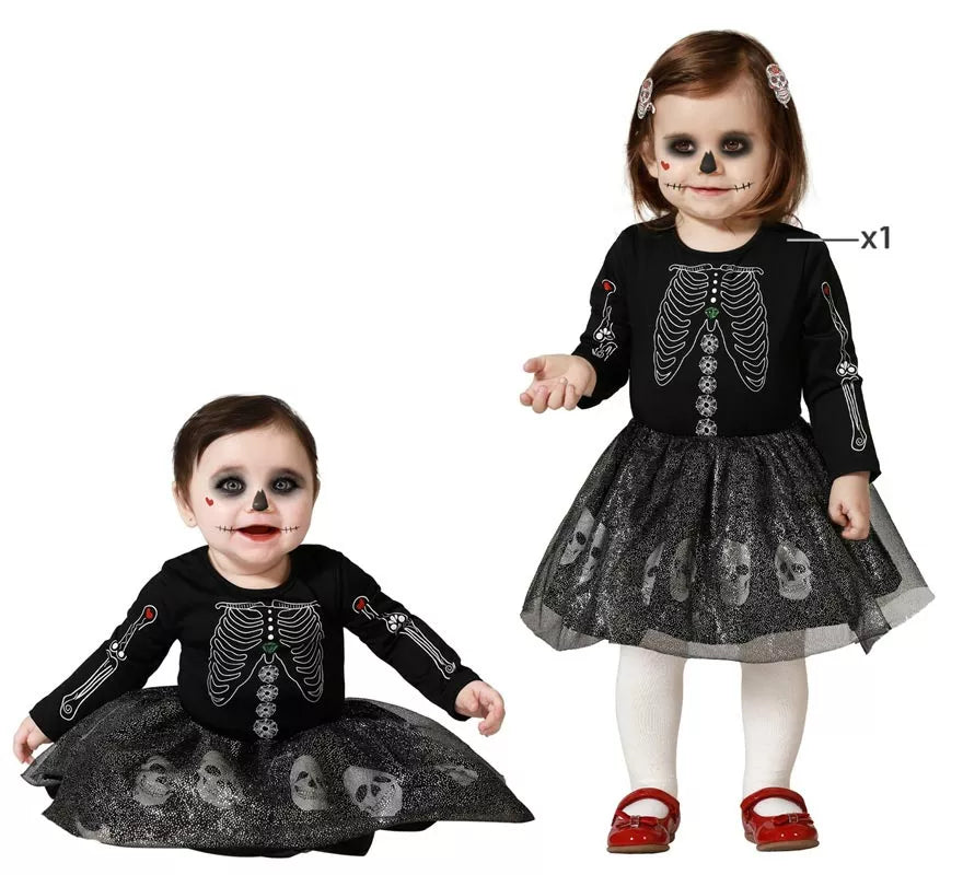 Translation missing: fr.Disfraz de Esqueleto Brillo Calaveras para niña y bebé
