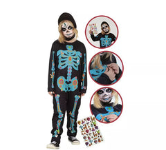 Costume de squelette de Catrina avec autocollants pour enfants