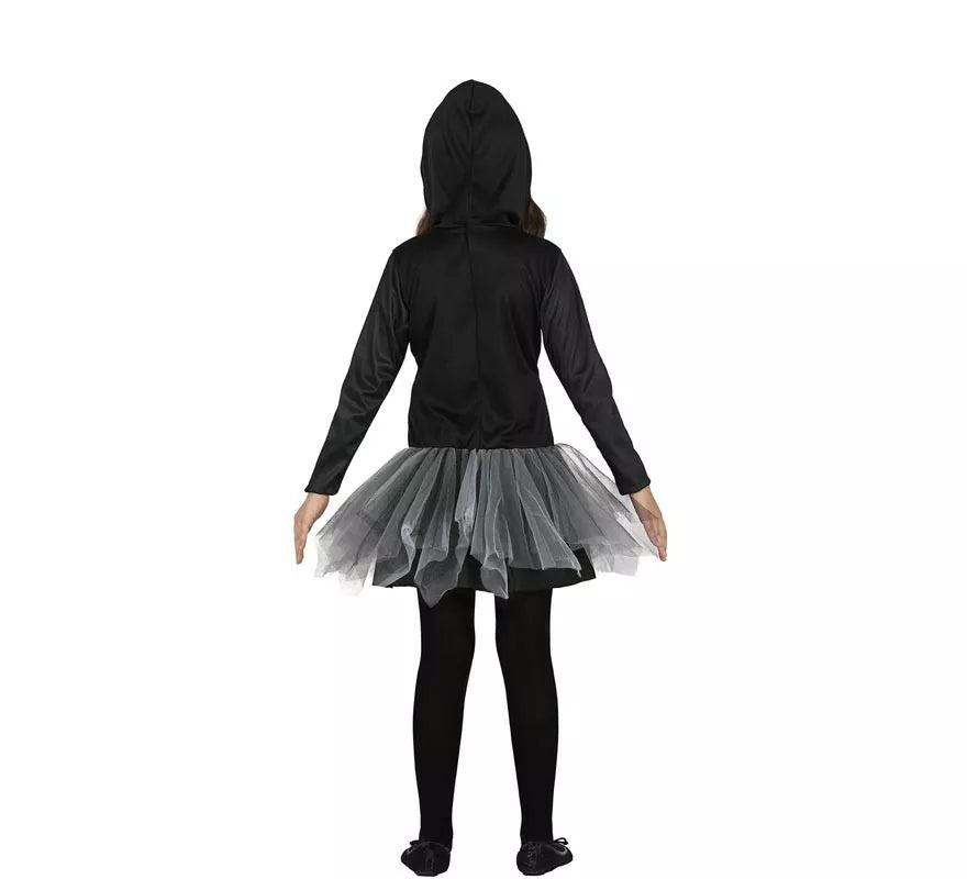 Translation missing: fr.Disfraz de Esqueleto Encapuchado gris para niña