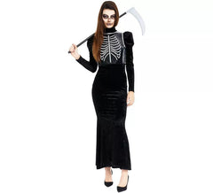 Déguisement squelette glamour noir femme