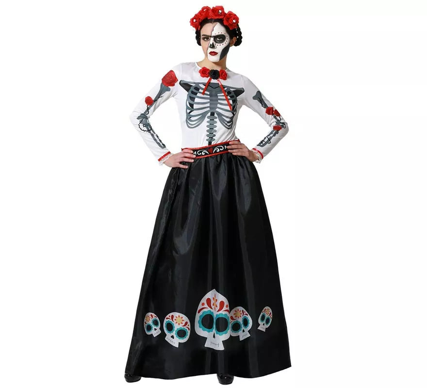Translation missing: fr.Disfraz de Esqueleto Mejicano Catrina Rosas para mujer