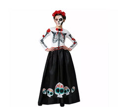 Costume de squelette mexicain Catrina Rosas pour femme