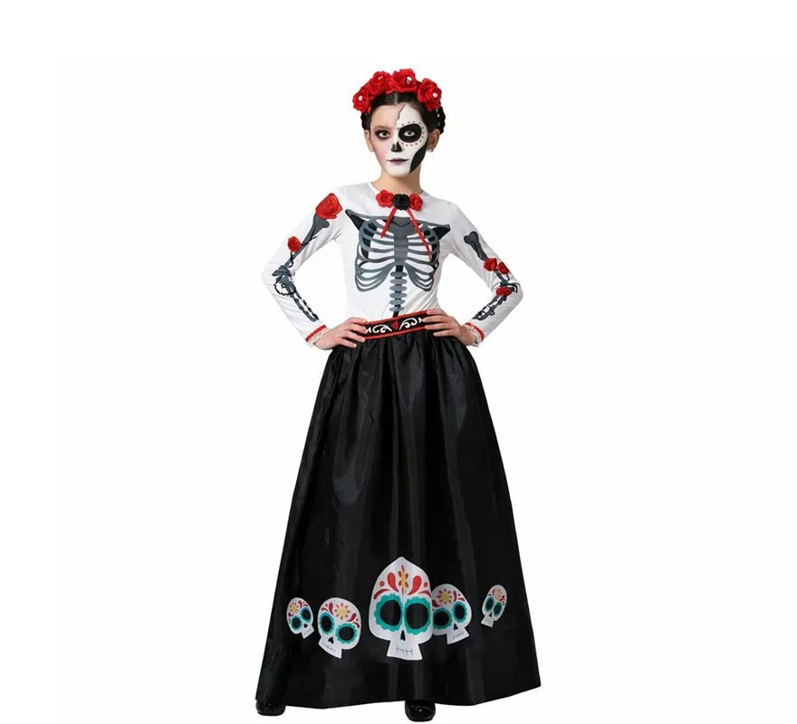 Translation missing: fr.Disfraz de Esqueleto Mejicano Catrina Rosas para mujer