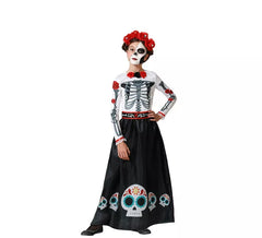 Déguisement squelette mexicain Catrina Rosas fille