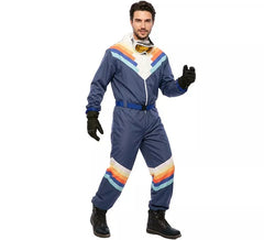 Déguisement de skieur bleu avec ceinture homme