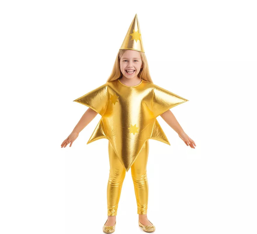 Translation missing: fr.Disfraz de Estrella de Navidad color Oro para niños