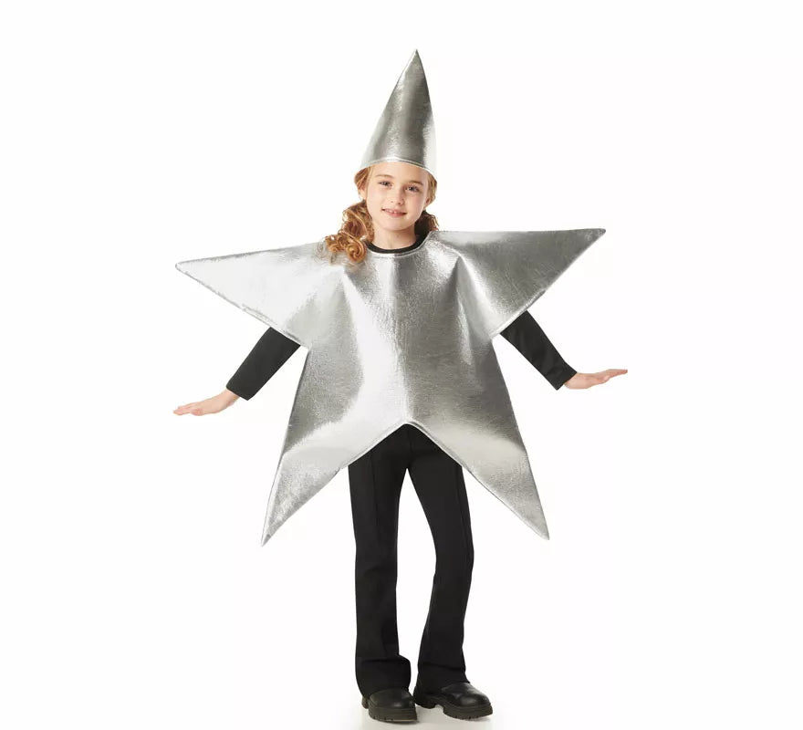 Disfraz de Estrella de Navidad plateada para niños