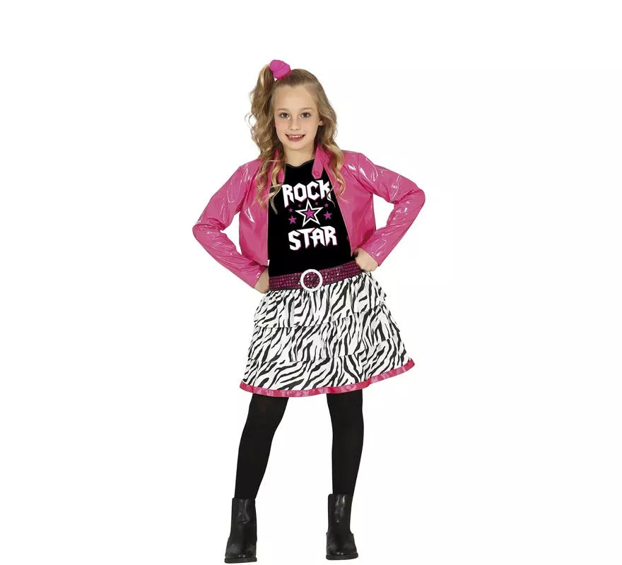 Translation missing: fr.Disfraz de Estrella de Rock Rosa para niña