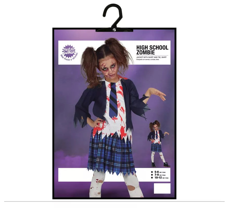 Translation missing: fr.Disfraz de Estudiante de Secundaria Zombie para niña