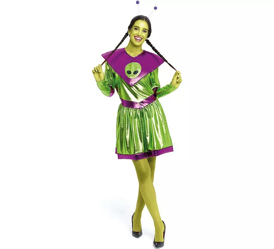 Translation missing: fr.Disfraz de Extraterrestre verde y morado para mujer