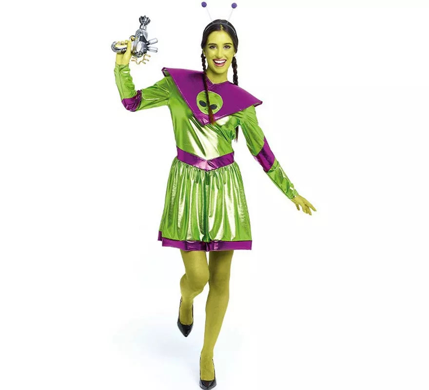Translation missing: fr.Disfraz de Extraterrestre verde y morado para mujer