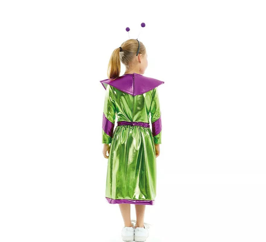 Translation missing: fr.Disfraz de Extraterrestre verde y morado para niña