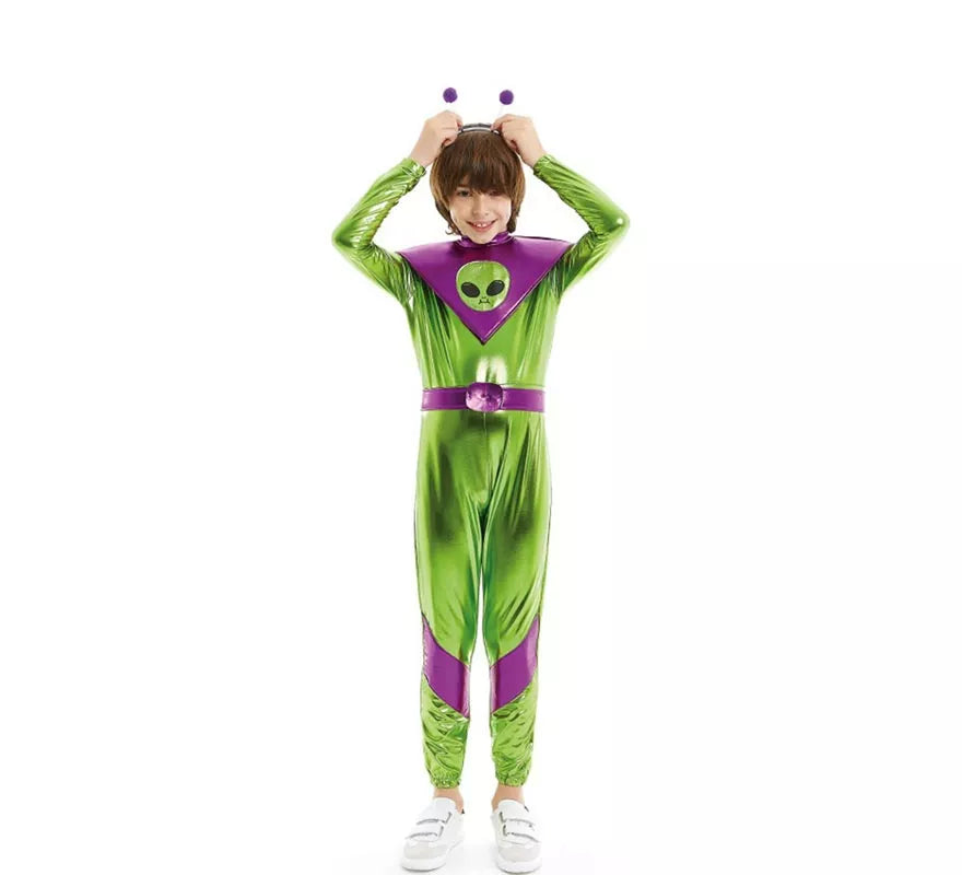 Translation missing: fr.Disfraz de Extraterrestre verde y morado para niño