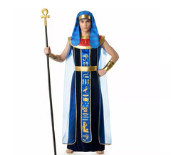 Costume de pharaon égyptien bleu pour homme