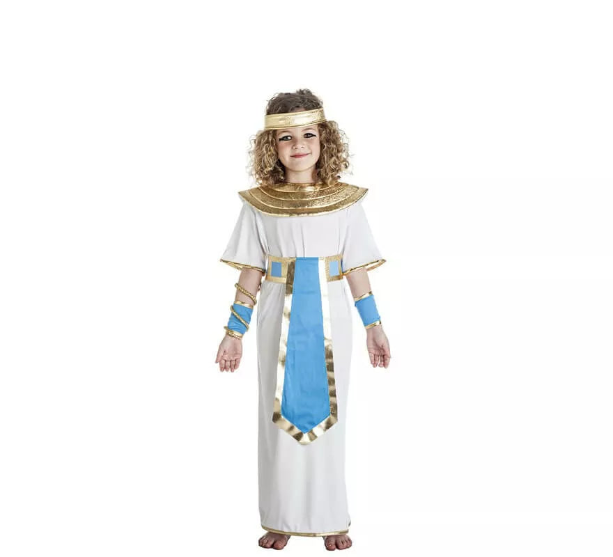 Translation missing: fr.Disfraz de Faraona Egipcia blanco y azul para niña