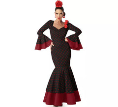 Costume de flamenco noir à pois rouges pour femme