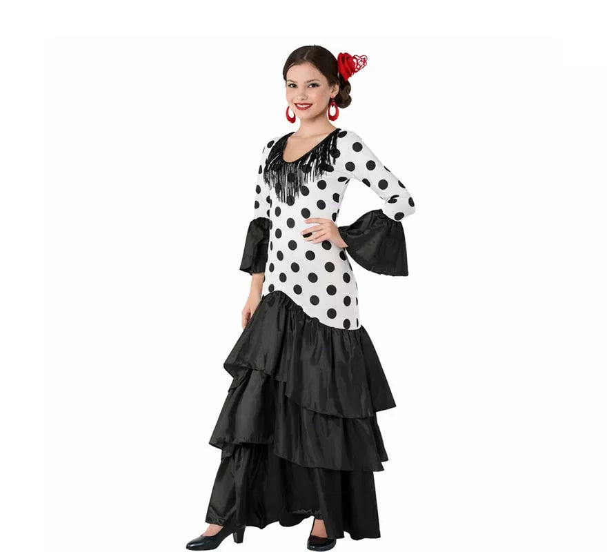 Translation missing: fr.Disfraz de Flamenca o Sevillana blanco y negro para mujer