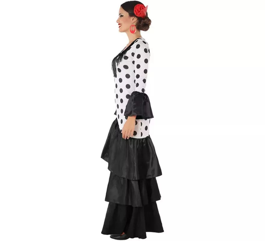 Disfraz de Flamenca o Sevillana blanco y negro para mujer