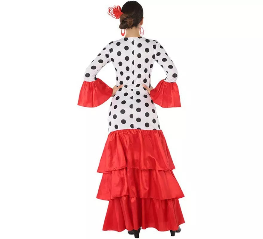 Translation missing: fr.Disfraz de Flamenca o Sevillana blanco y rojo para mujer